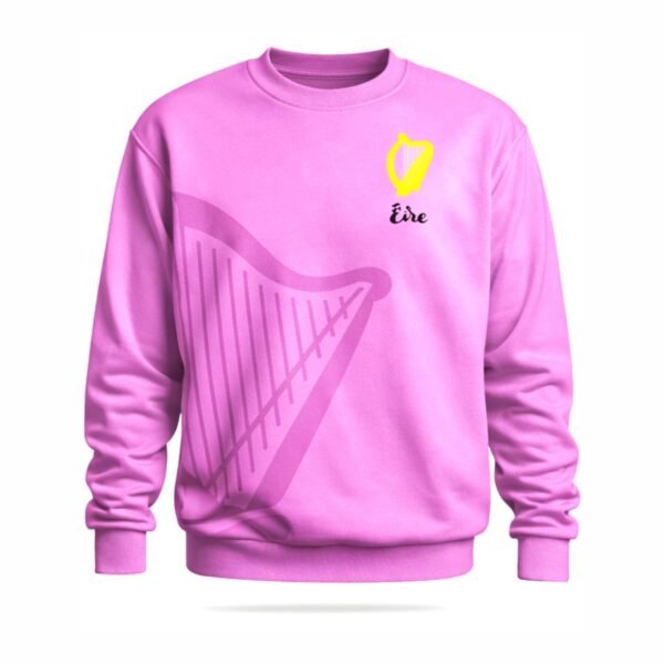 irish proclamation 1916 crewneck sweatshirt pink 100% polyester with harp front and proclamation back